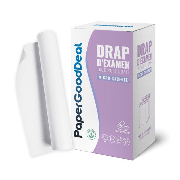 9 Rouleaux gaufrés draps d'examen grande largeur 70x35cm –135 feuilles pour table medical-massage-soins ésthétique-ostéopathe .