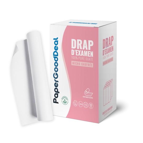 9 Rouleaux gaufrés draps d'examen grande largeur 60x35cm –135 feuilles pour table medical-massage-soins ésthétique-ostéopathe .