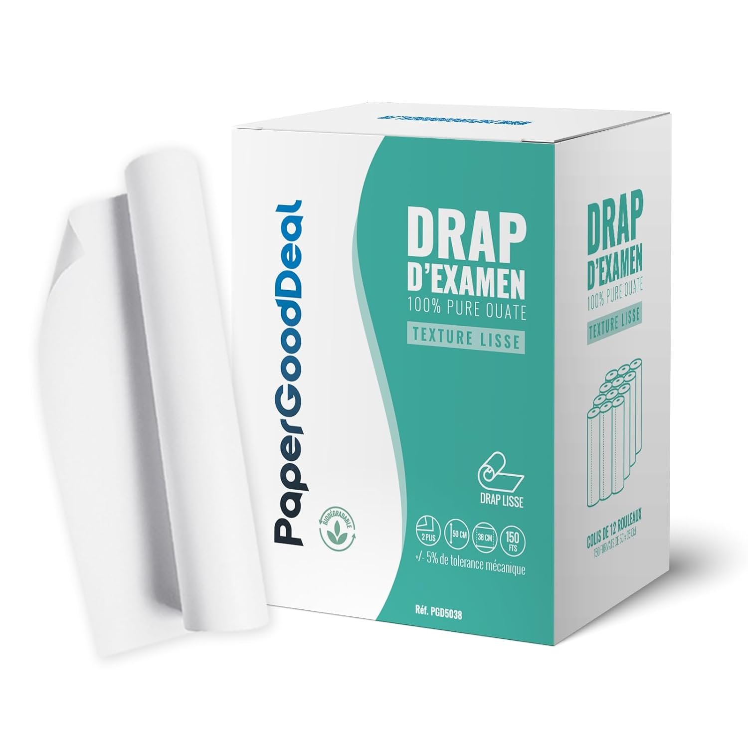 12 Rouleaux de 150 feuille draps d'examen 50x38cm 100% medical-ésthétique qualité professionnelle