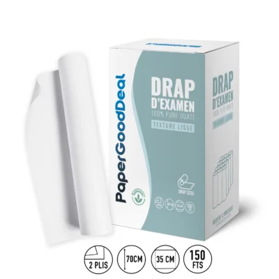 Rouleaux de drap d’examen lisse 70 × 35 cm et carton PAPERGOODDEAL PGD7035 de 12 rouleaux