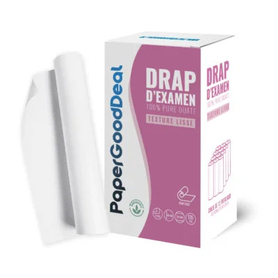 Rouleaux de drap d’examen lisse 80 × 35 cm et carton PAPERGOODDEAL PGD8035 de 12 rouleaux