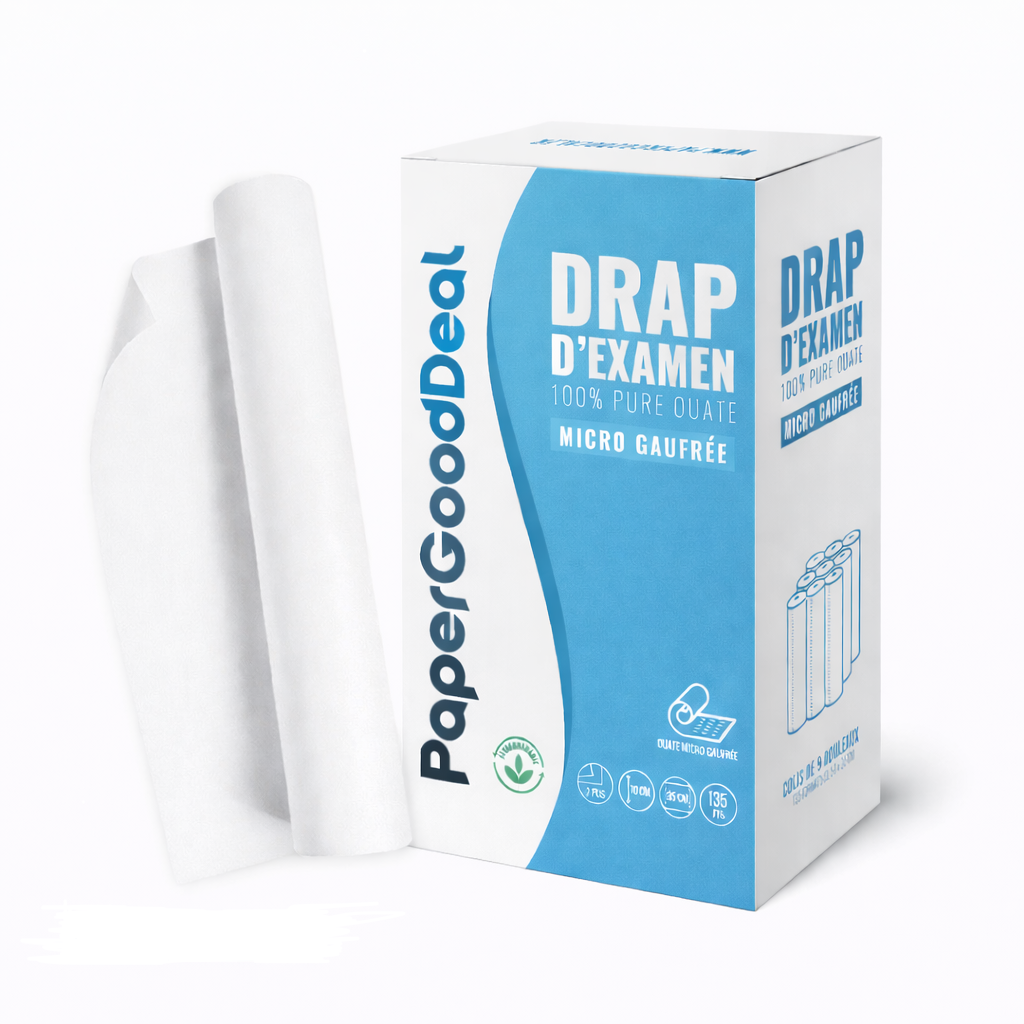 LIVRAISON GRATUITE - 9 Rouleaux Draps d’Examen Extra-Large 80 x 35 cm – Micro-Gaufré – 100 % Pure Ouate – 135 Feuilles – Usage Médical & Esthétique – Qualité Professionnelle - papergooddeal