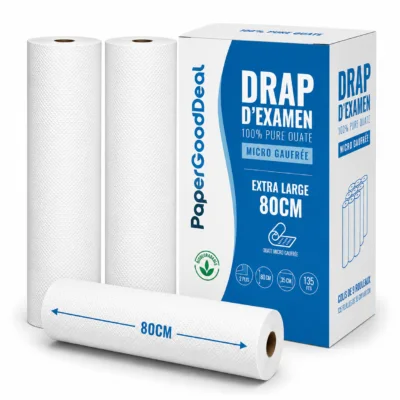 Drap d'examen micro gaufré 80 cm : carton et rouleaux Papergooddeal