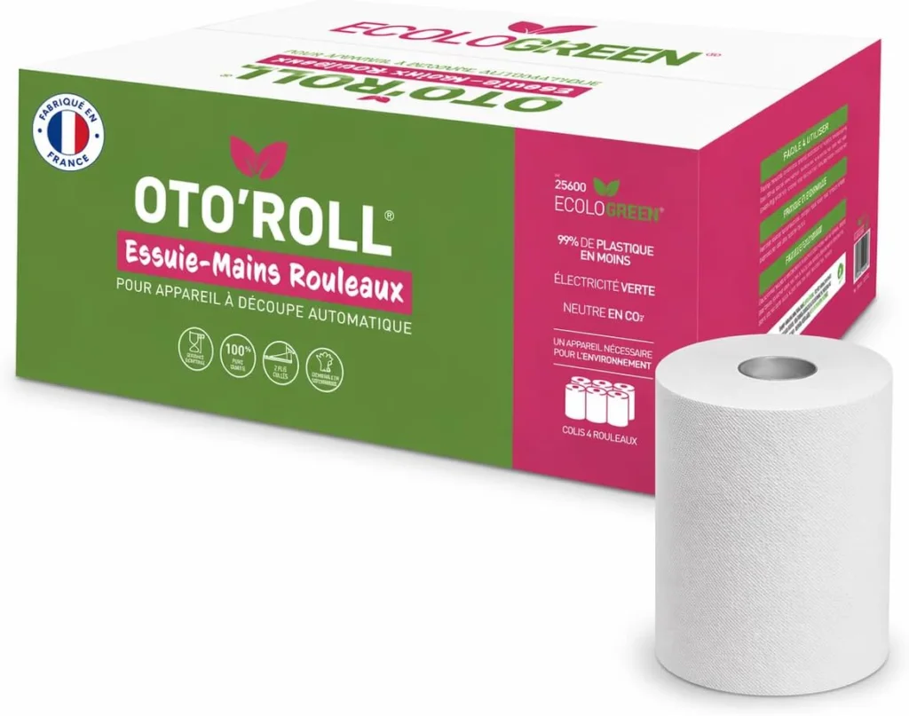 Essuie-mains Autocut gaufré collé – 6 bobines de 140 m – 2 plis