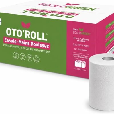Essuie-mains Autocut gaufré collé – 6 bobines de 140 m – 2 plis