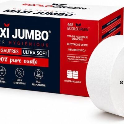 Papier toilette Maxi Jumbo Ultra Soft microgaufré – 6 rouleaux de 280 m
