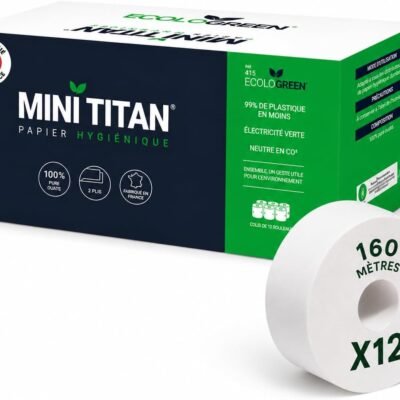 Papier toilette Mini Titan – 12 rouleaux de 160 m – 2 plis